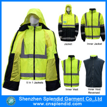 Hi Vis Safety 5 en 1 veste avec 3m Ruban réfléchissant